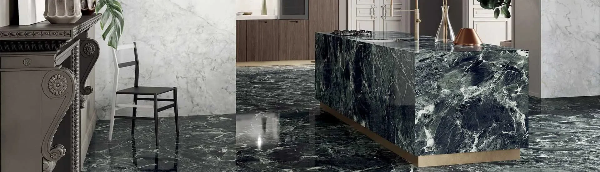 Керамическая плитка MAXFINE MARMI в интерьере кухни