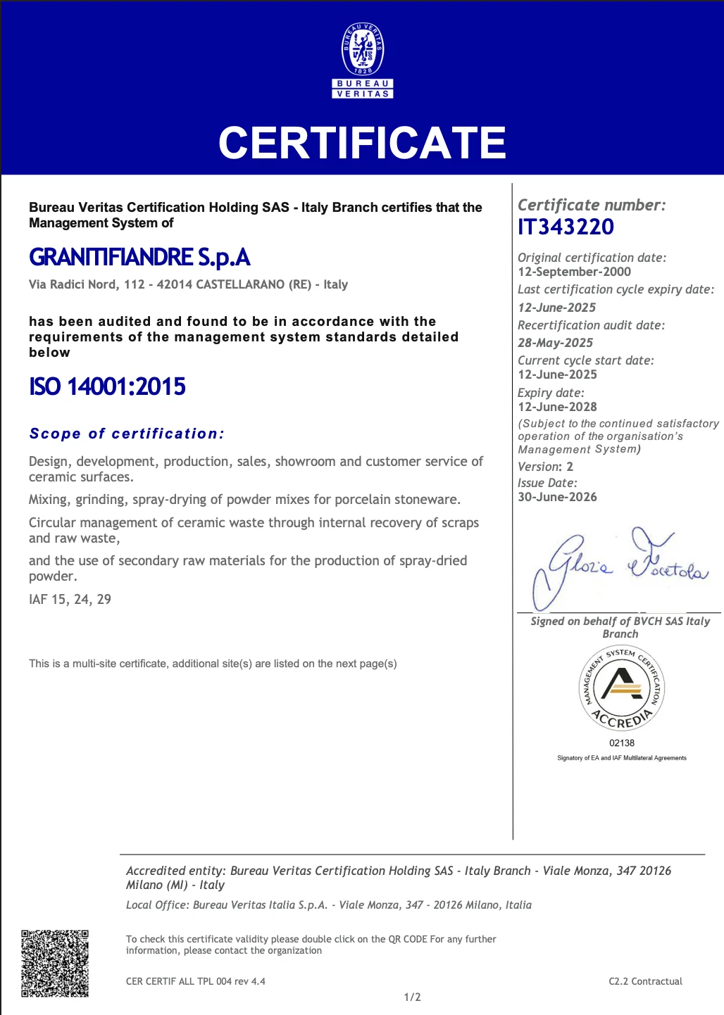Сертификат ISO 14001:2015